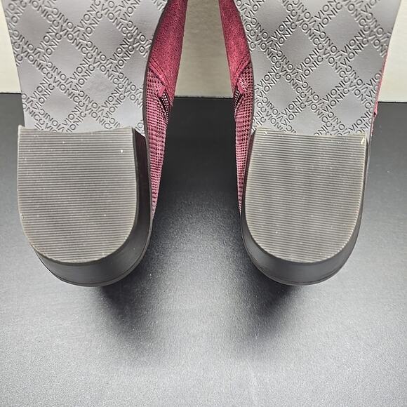 Vionic Wine Red Suede Ankle Boots with Buckles Ama Booties Sz 7.5 - Picture 10 of 11